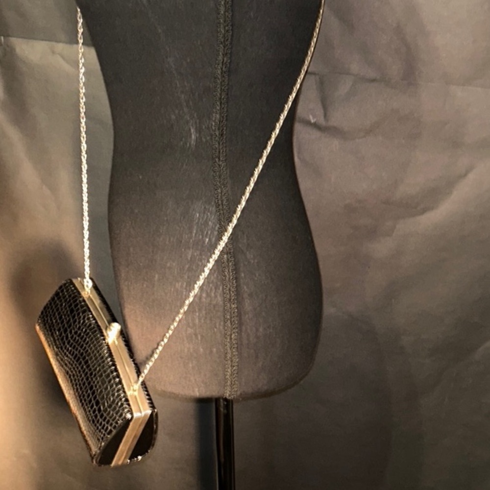 Small Black Crocodile-Patterned With Rhinestone C… - image 3